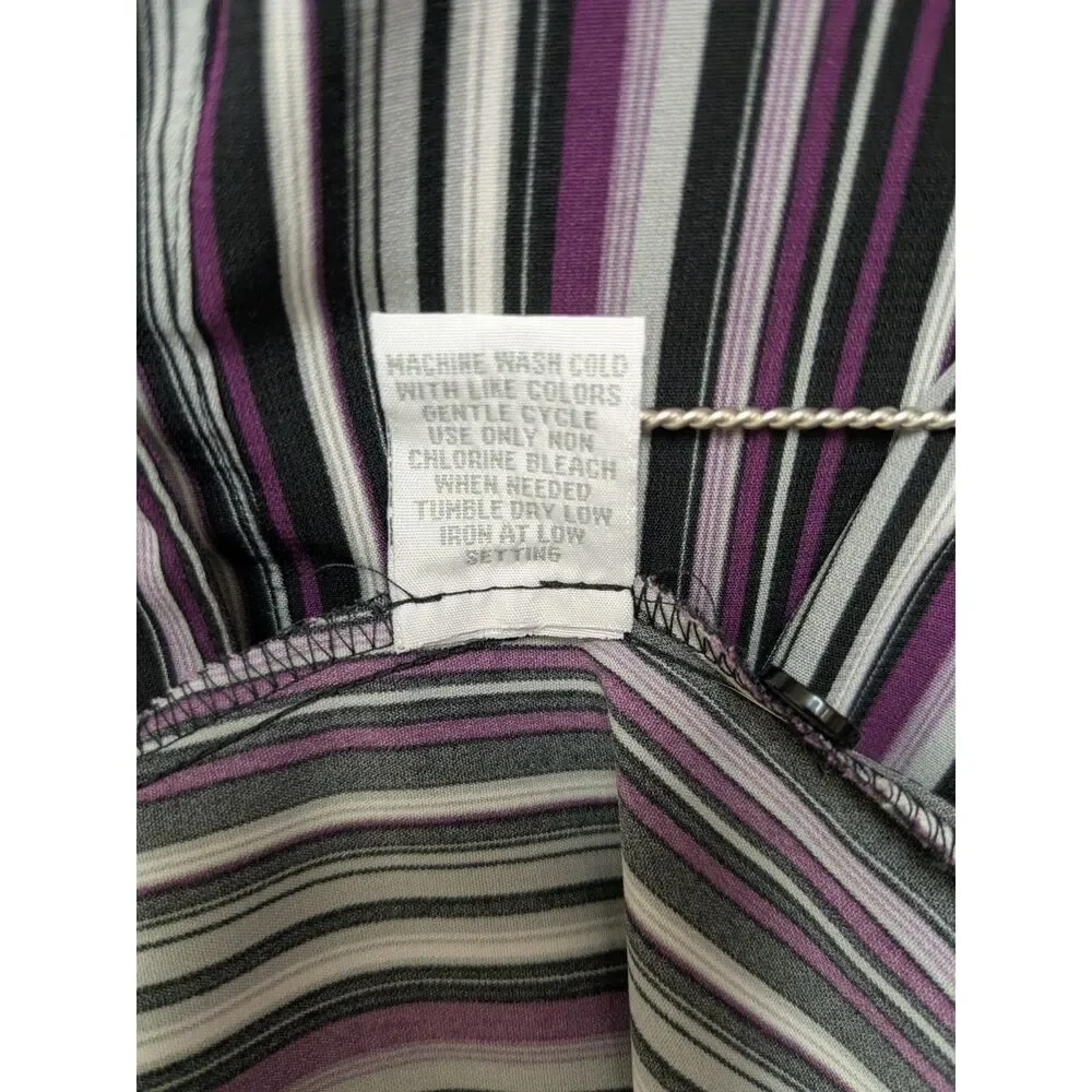 Dressbarn XL Striped Button-Down Blouse - Purple Black White - 90s/Y2K Era - Picture 8 of 8